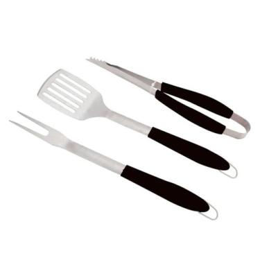 Imagem de Kit Churrasco Em Inox Beef Club Preto 3 Peças - Fracalanza - FULLFIT
