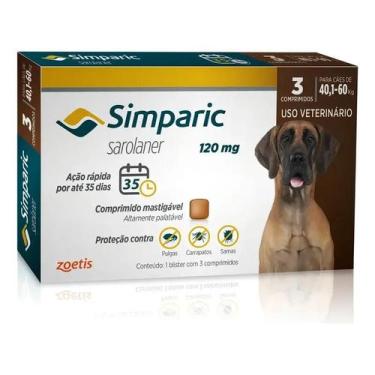 Imagem de Zoetis Antipulgas Simparic 40 A 60kg Cães 120mg 3 Comprimidos
