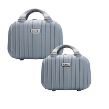 Imagem de Kit frasqueiras de viagem maleta necessaire rígida abs - chx, Prata, P
