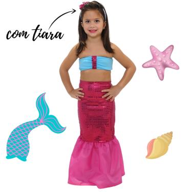 Imagem de Fantasia Infantil Sereia Ariel Princesa Menina Luxo