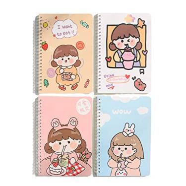 Imagem de Caderno espiral A5 com desenho fofo e 60 folhas Kawaii Bunny Bear Agenda diária semanal, organizador de notas, material escolar, bloco de notas