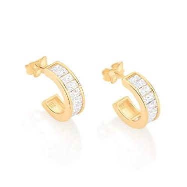 Imagem de Brinco Rommanel Banhado Ouro Argola Pequena Com Zircônias 526749