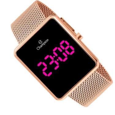 Imagem de Relogio Champion Rose Quadrado Digital Led Rosa Ch40080h