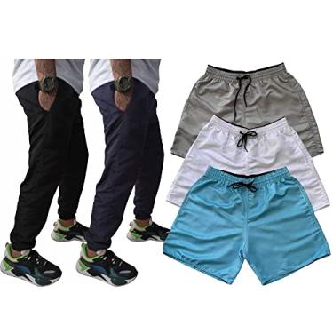Imagem de Kit Academia 5 Peças 2 Calças 3 Shorts de Tactel Masculina (M, KIT 4)