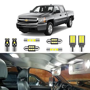 Imagem de LIGHSTA Kit de luz interior de LED branco super brilhante com 12 peças para Chevrolet Silverado/GMC Sierra 2007 2008 2009 2010 2011 2012 2013 + luzes de carga + luzes de placa de licença e ferramenta de instalação