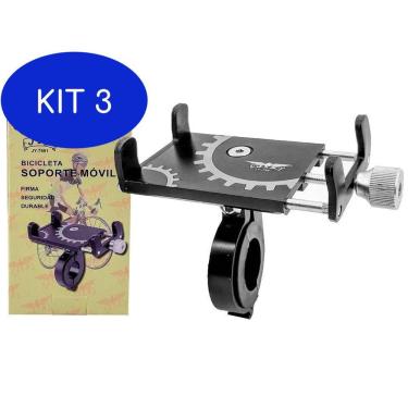 Imagem de Kit 3 Suporte Alumínio Reforçado Para Celular Bike Moto Jyx