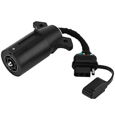 Imagem de À prova de intempéries lâmina plana de 7 vias para adaptador de pino de 4 vias, 6-24 V 7 a 4 pinos adaptador de plugue de reboque conversor conector de soquete redondo para barra de reboque de caravana