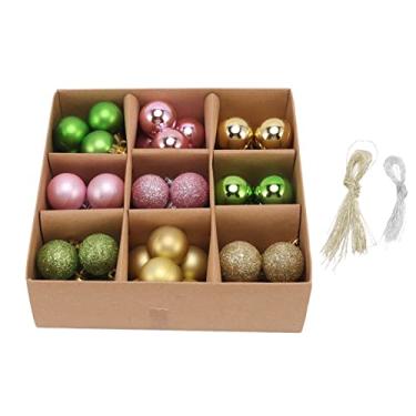 Imagem de Enfeites de Bola de Natal de 30 Mm, 54 Peças de Enfeites de Natal Inquebráveis, Conjunto de Decorações para árvore de Natal, Bola para Pendurar, Decoração de Festa de Natal, (Rosa Verde Dourado)