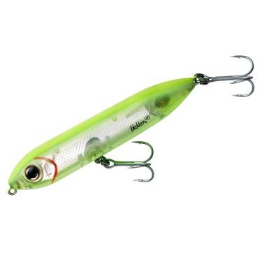 Imagem de Heddon Isca de pesca Super Spook Topwater para água salgada e doce, inserção verde-limão/prata, Super Spook Jr (14 g)