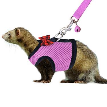 Imagem de Rypet Peitoral e coleira para animais de estimação – Arnês para animais de estimação de malha macia com sino seguro, colete acolchoado confortável para animais de estimação pequenos, rosa M