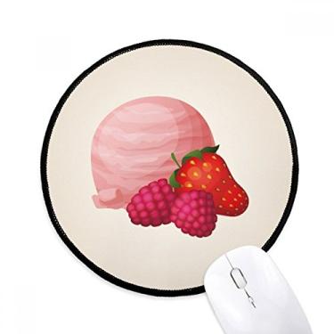 Imagem de Mouse pad com bola de sorvete rosa e uva da Moranguinho, tapete redondo para escritório