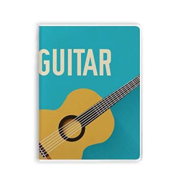 Imagem de Caderno com estampa azul, estampa de guitarra, música, capa de goma