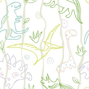 Papel De Parede Infantil Desenho De Dinossauros-60x300cm