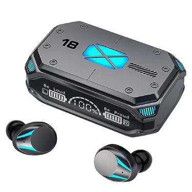 Imagem de Fones de ouvido sem fio Bluetooth 5.3 para jogos, SKULULU bateria de longa duração, fone de ouvido intra-auricular Bluetooth com microfone embutido, redução de ruído CVC8.0, à prova d'água IPX7