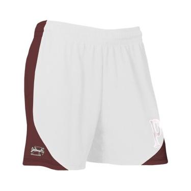 Imagem de Bermuda feminina Intensidade contornada de malha com painéis laterais, White/Maroon, XX-Small