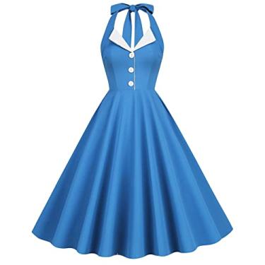 Imagem de Vestido longo colado ao corpo feminino casual manga curta/longa vestido maxi feminino com recorte floral justo midi, Azul, M