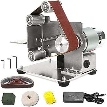 Imagem de Lixadeira de correia elétrica, kit de máquina de mini moedor de correia com fonte de alimentação de 96 W, para mesa de resina de marcenaria Moedor de madeira ferramenta de polimento superior
