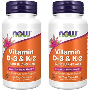 Imagem de Now Foods Vitamin D-3 & K-2, 120 Vegetable Capsule (2 Pack)