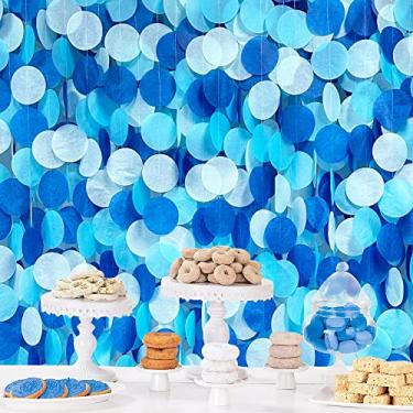 Imagem de Decoração de festa azul marinho, branco, 60 m, com círculos, bolinhas, guirlanda de pano de fundo azul real, bolinhas, cortina de pendurar para aniversário, formatura, noivado, casamento, festa de Ahoy Achor
