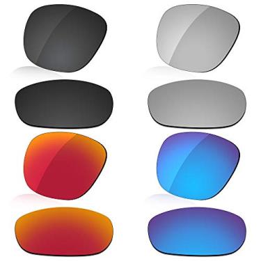 Imagem de LenzReborn Lente polarizada de substituição para óculos de sol Oakley Enduro OO9223 - preto escuro + cinza prata + vermelho fogo + azul gelo