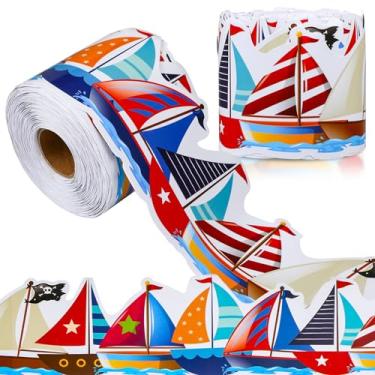 Imagem de Spiareal Barcos náuticos com borda de boletins de 1,8 m, flor, praia, sol, eucalipto, pata, bandeira, balão, veleiro, para sala de aula, decoração de parede