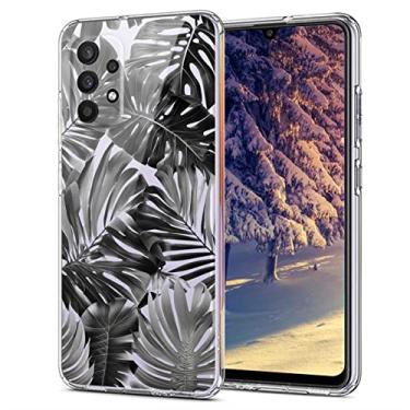 Imagem de Compatível com Samsung Galaxy A32 5G Leaf Case, preto palmeira preto branco folha de bananeira tropical monstera plantas gráfico groovy para Samsung capa masculina e feminina, capa fina flexível de