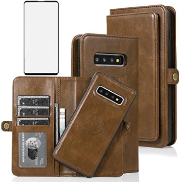 Imagem de Asuwish Capa de celular para Samsung Galaxy S10 Plus carteira destacável com protetor de tela de vidro temperado e porta-cartões celular Glaxay S10+ Galaxies S10plus 10S Edge S 10 10 plus capas