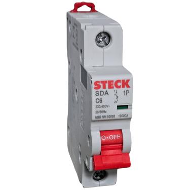 Imagem de Disjuntor Monopolar Din C 10KA - Steck 6A SDA61C06