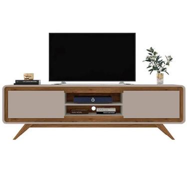 Imagem de Rack Channel 220cm para TV até 65 Polegadas 2 Portas Fabrimóveis Cor Gianduia Nature