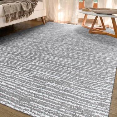 Imagem de Tapete Sala Antiderrapante 2,00m x 1,40m Emborrachado Mescla Cinza Luxuoso Artesanal de Tear Jacquard Decoração Rústico Estonado para Quarto Fácil de Limpar Lavável