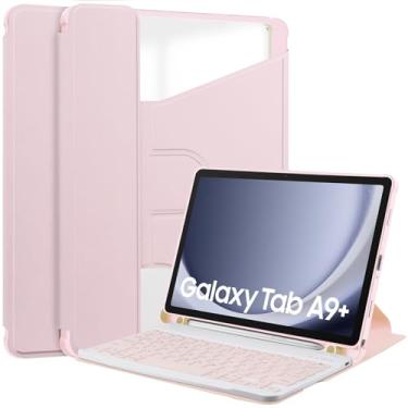 Imagem de Capa para tablet inteligente compatível com Samsung Galaxy Tab A9 Plus Capa SM-X210/SM-216/SM-X218 Capa de 11 polegadas com capa de teclado Suporte de visualização multiângulo(Pink)