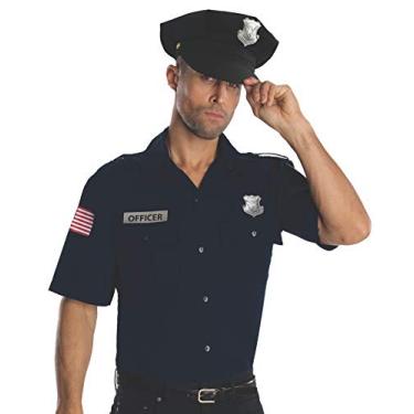 Imagem de Rubie's Costume Heroes And Hombres uniforme policial camisa e chapéu fantasia, Azul, GG