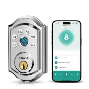 Imagem de Fechadura de porta de entrada sem chave: Fechadura de porta frontal inteligente com impressão digital digital Bluetooth fechadura de porta com código de teclado App Alexa Auto Lock para apartamento