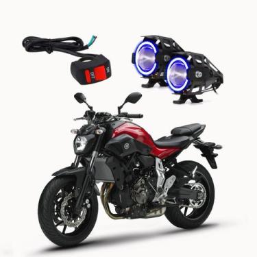 Imagem de Par Farol de Milha Angel Eye U7 Azul para Moto Yamaha MT 07 689 CC 201