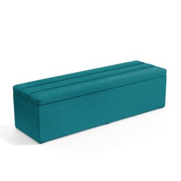 Imagem de Calçadeira Baú Ursa 160 para Cama Queen Z-016 Sued Azul Turquesa Arade