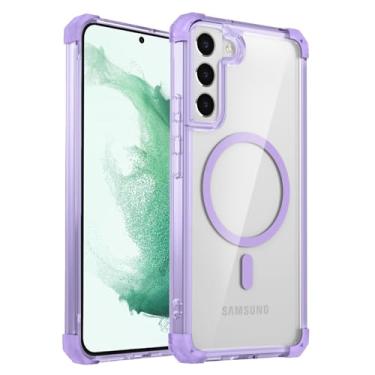 Imagem de Capa protetora à prova de choque Compatible with Samsung Galaxy S22 Plus Magnetic Case Crystal Clear,[Not Yellowing][Raised Camera Frame] Shockproof Slim Megnetic Phone Bumper Cover for Samsung Galaxy