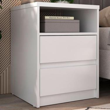 Imagem de Mesa de Cabeceira Gales 2 Gavetas 100% Mdf Branco - Mambel - Manbel