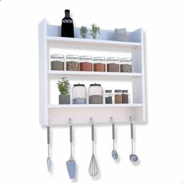 Imagem de Porta Tempero De Parede Condimentos Cor Branco 3 Prateleiras - Facris