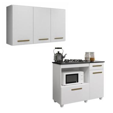 Imagem de Conjunto Armário Aéreo 3 Portas e Balcão para Cooktop 5 Bocas 2 Portas