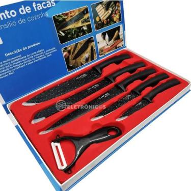 Imagem de Kit De 6 Facas Churrasco Profissional Antiaderente Resistente Alta Qua