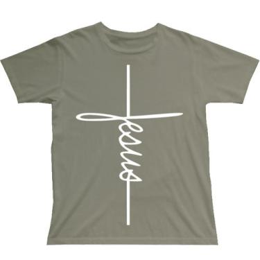 Imagem de Camiseta Algodão Jesus Frase Cristão Estilo Evangélico Cruz Gospel - P
