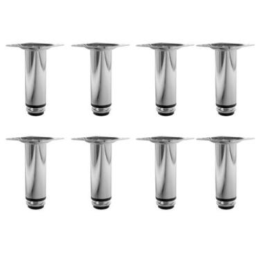 Imagem de Kit 8 Pé Para Móveis Regulável Redondo Cromado 8cm Aço - HD Ferragens