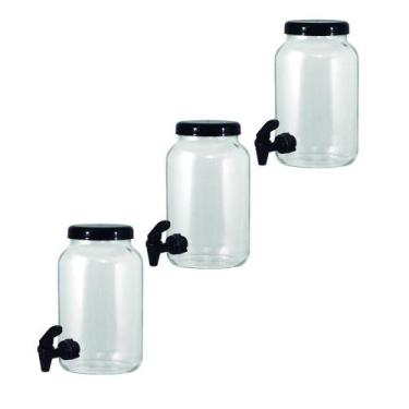 Imagem de Kit 3 Suqueira Vidro Multiuso 3,2 Tampa Preta Segunda Linha - Gastrobe