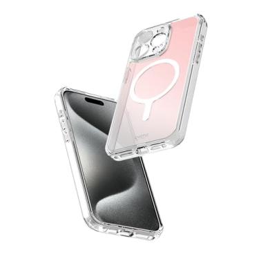 Imagem de Avana Creation - Capa rosa cósmica para Apple iPhone 15 Pro (6,1 polegadas), capa de telefone iridescente transparente, compatível com MagSafe, antiamarelamento, autorreparação, capa fina à prova de
