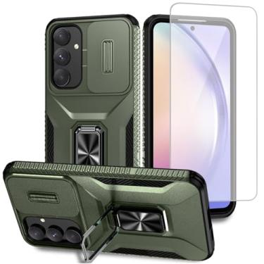 Imagem de Vavies Capa para Galaxy A55 5G, capa para Samsung A55 SM-A556U com protetor de tela de vidro temperado e capa de câmera deslizante, anel magnético suporte para carro capa à prova de choque para