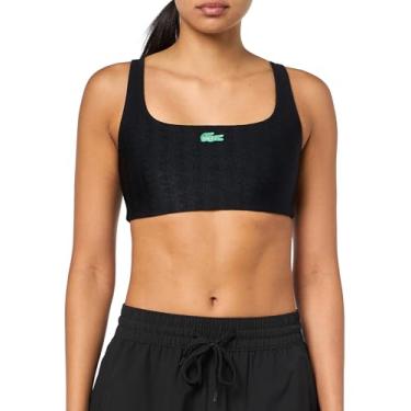 Imagem de Lacoste Sutiã esportivo feminino com estampa de monograma, Preto, GG
