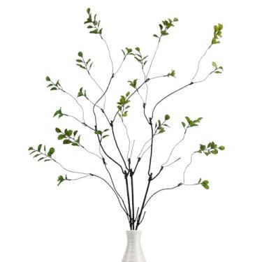 Imagem de Krissing 3 hastes de vegetação sintética, 94 cm de altura, galhos falsos de ficus, plantas, galhos de vegetação artificial, ramos para vaso interno, mesa de escritório, decoração de mesa de primavera