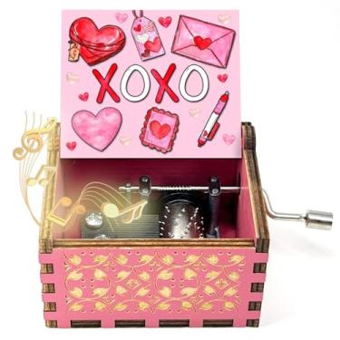 Imagem de ukebobo Caixa de música de abraços e beijos de presente, You are My Sunshine, presente romântico, aniversário, dia dos namorados, casamento, para amante, namorado, namorada, marido, esposa (rosa) -