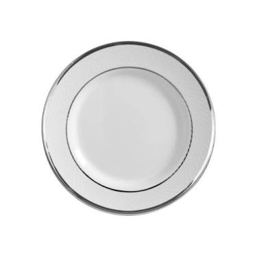 Imagem de Prato de Sobremesa Ceramica Relevo Borda Prata 19,5cm -Unid. - Alleanz