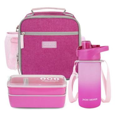 Imagem de Kit Bolsa Térmica Lancheira Necessaire Marmita Lanches Garrafa Squeeze